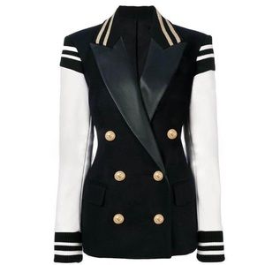The "Felicity" Faux Leather Varsity Jacket Blazer